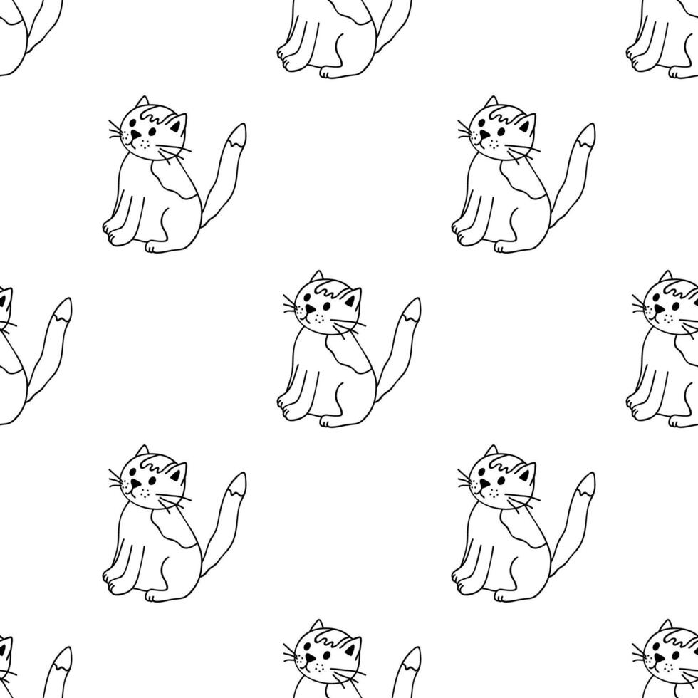 Seamless pattern with cat doodle for decorative print, wrapping paper, greeting cards, wallpaper and fabric vector