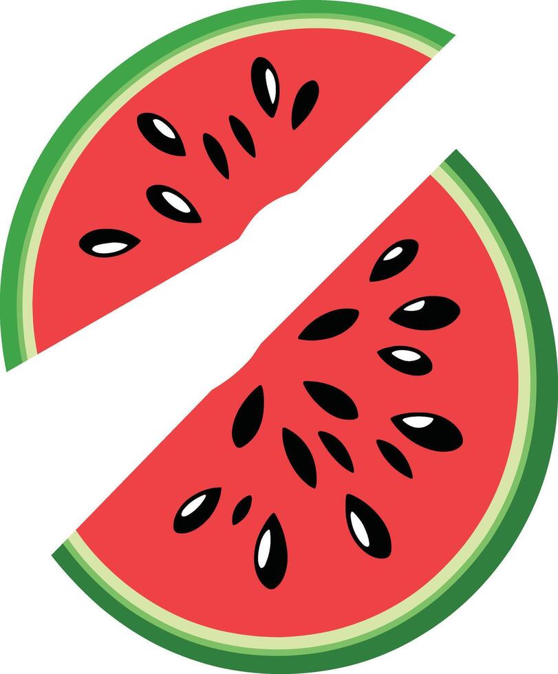 Watermelon Cut-Out on White Canvas vector