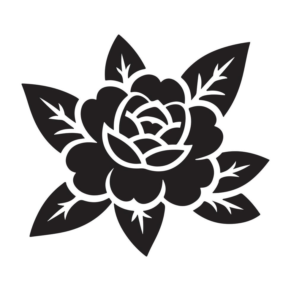 Delicate Camelia Flower Silhouette Artwork vector