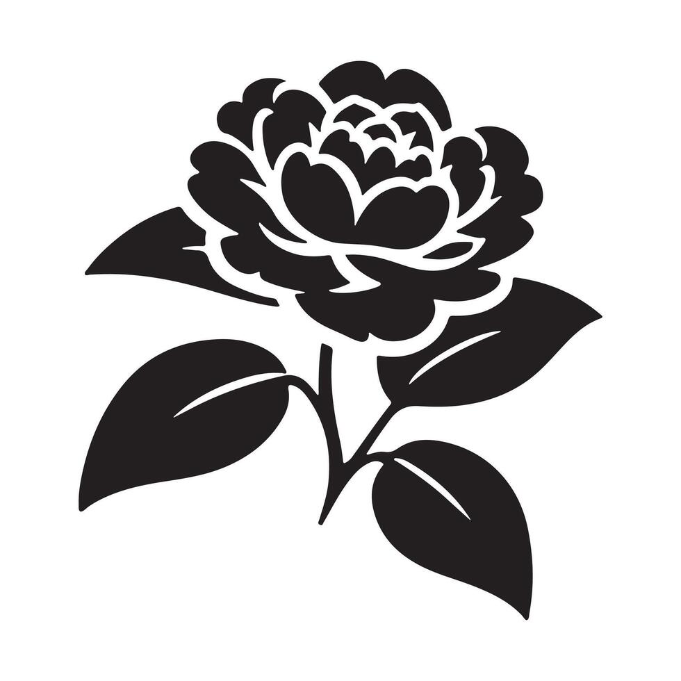 Stylized Camelia Flower Silhouette Design vector