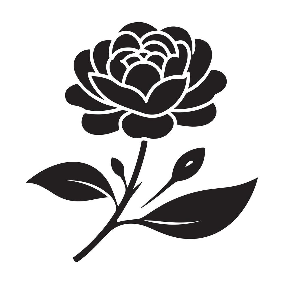 Camelia Flower Silhouette Illustration vector