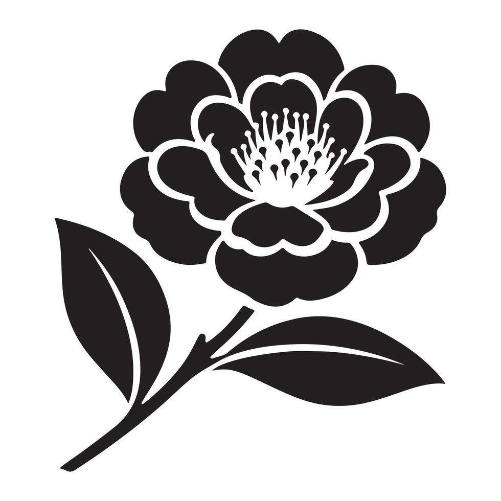Silhouette of Camelia Flower illustration vector