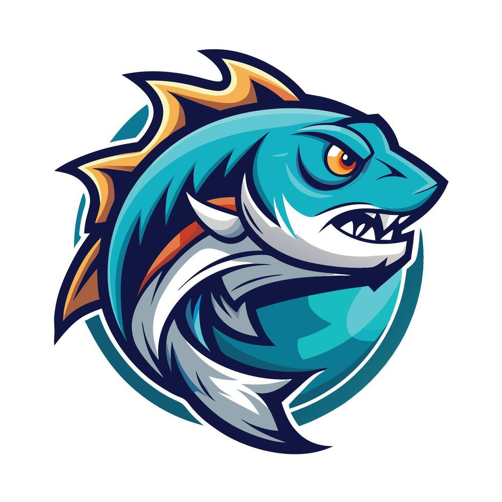 a blue and orange fish with a large mouth vector