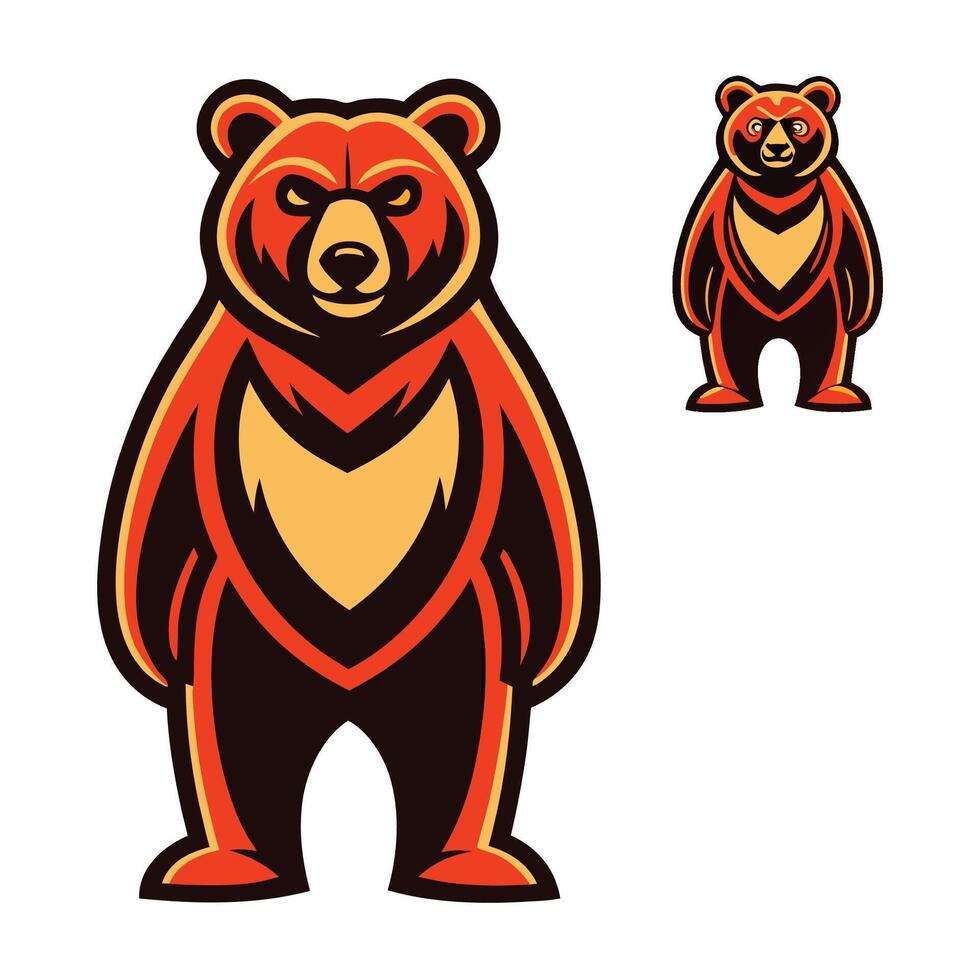 a bear with a red and orange color scheme vector