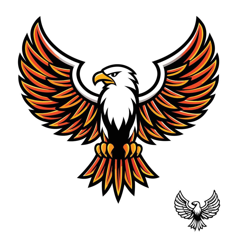 an eagle with wings spread out on a white background vector