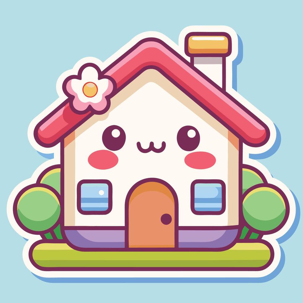 a cute house with a flower on the roof vector