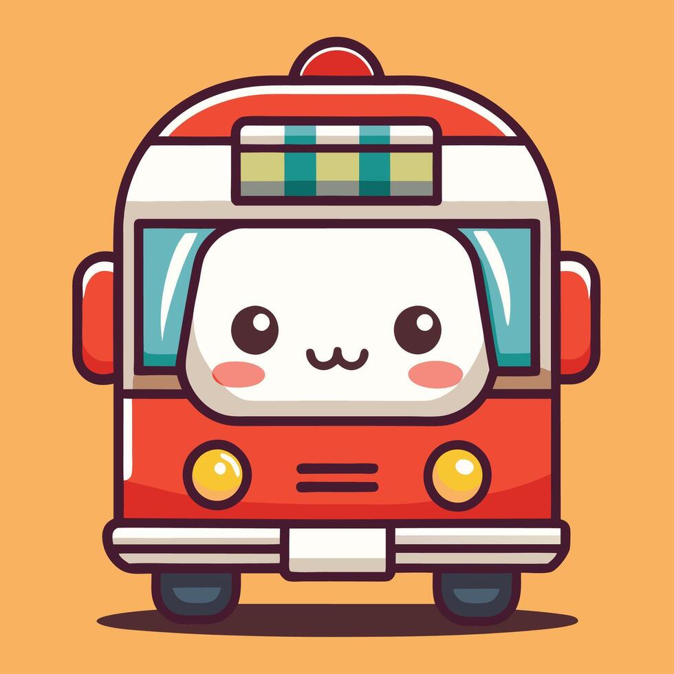 a cartoon bus with a cute face and eyes vector