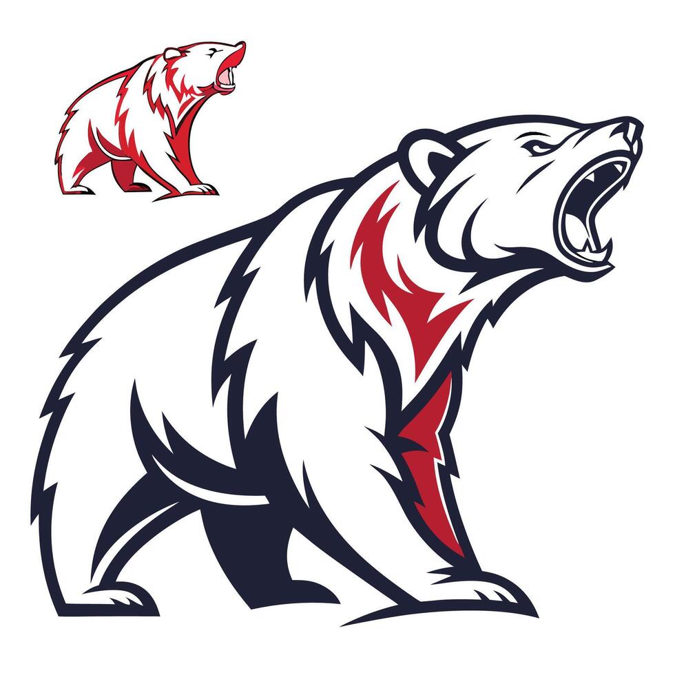 a bear with its mouth open and its teeth showing vector