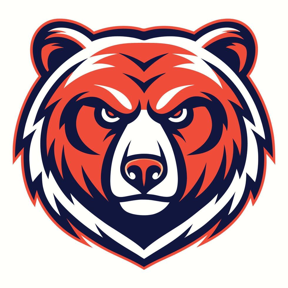 the grizzly bear mascot head is shown on a white background vector
