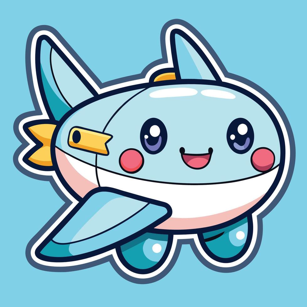 a cute cartoon plane with a smile on its face vector
