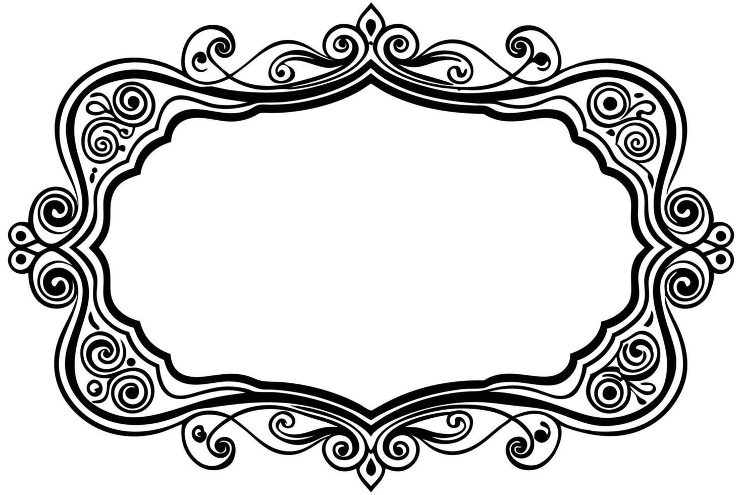a black and white ornate frame with swirls vector