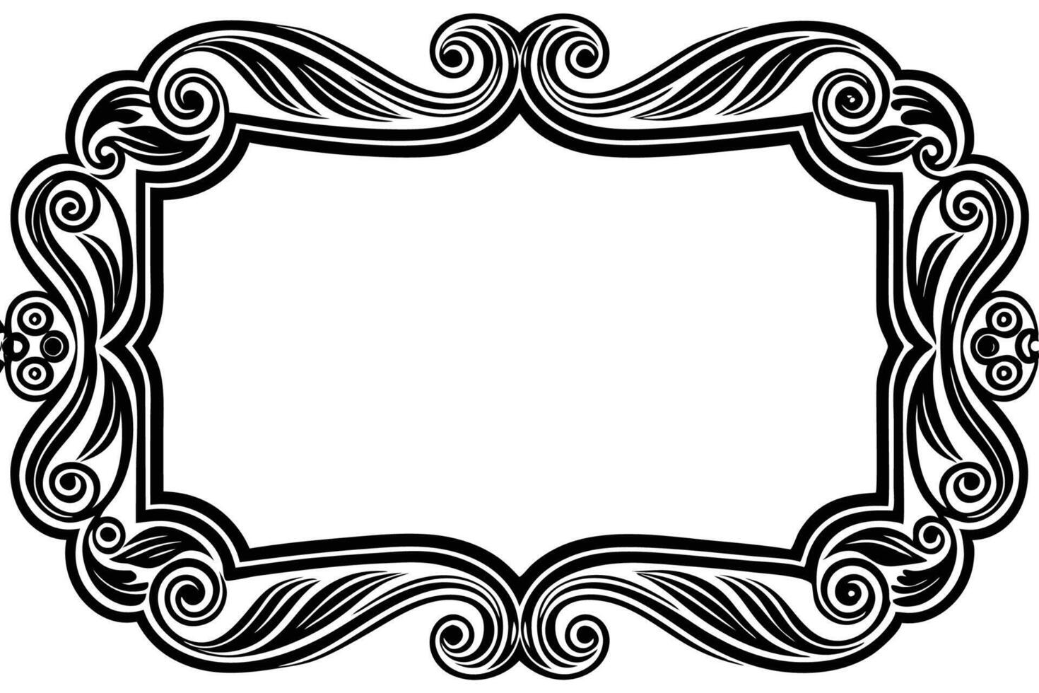 a black and white ornate frame with swirls vector