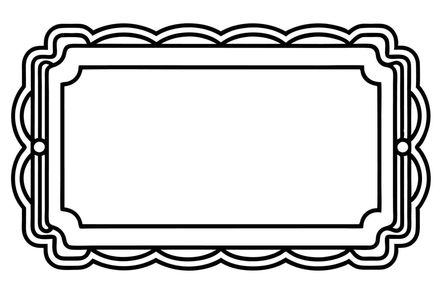 a black and white drawing of a frame with a border vector
