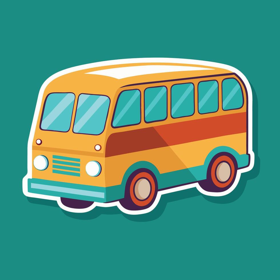 a cartoon bus on a green background vector