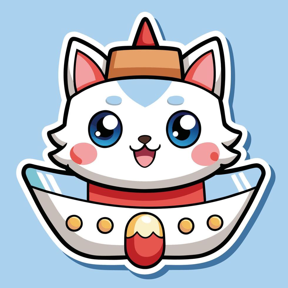 a sticker of a cat in a boat vector