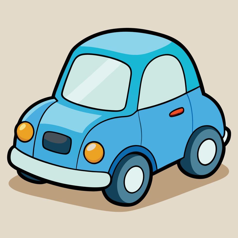 cartoon car on beige background vector