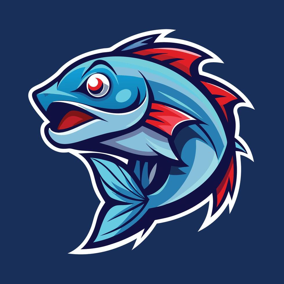 a cartoon fish with red and blue eyes vector