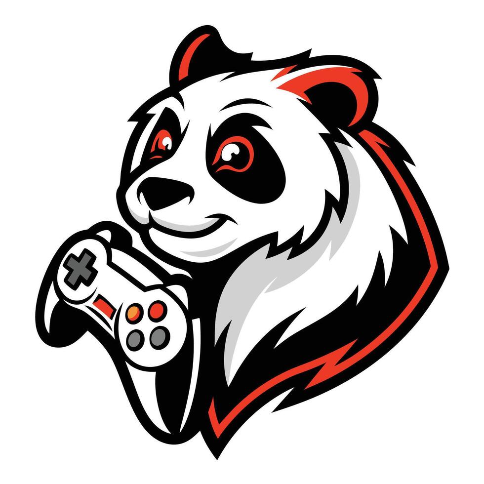 a panda bear holding a controller vector
