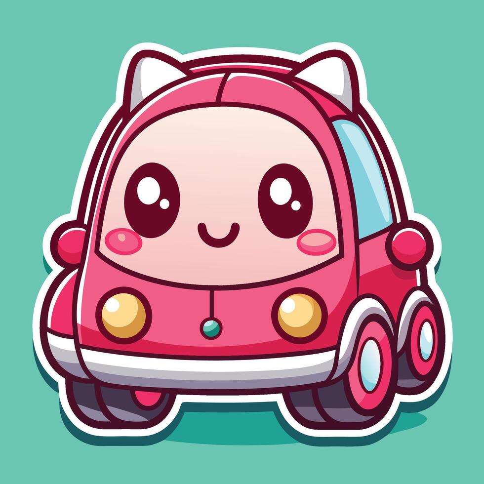 cartoon car with eyes and ears vector