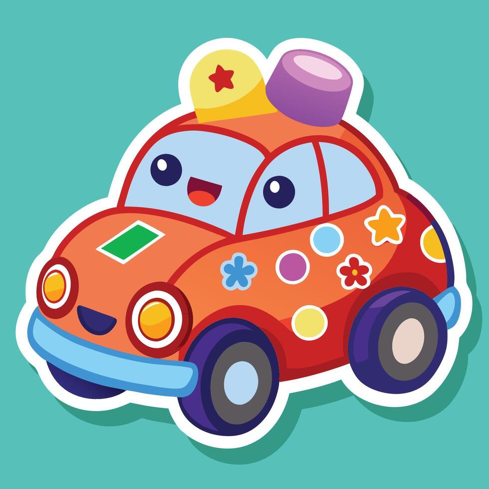 a sticker of a car with a sticker on it vector