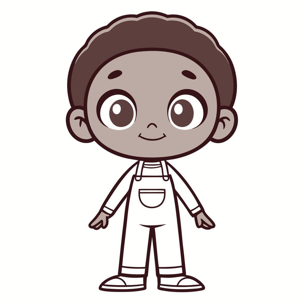 a cartoon boy in overalls standing with his hands on his hips vector