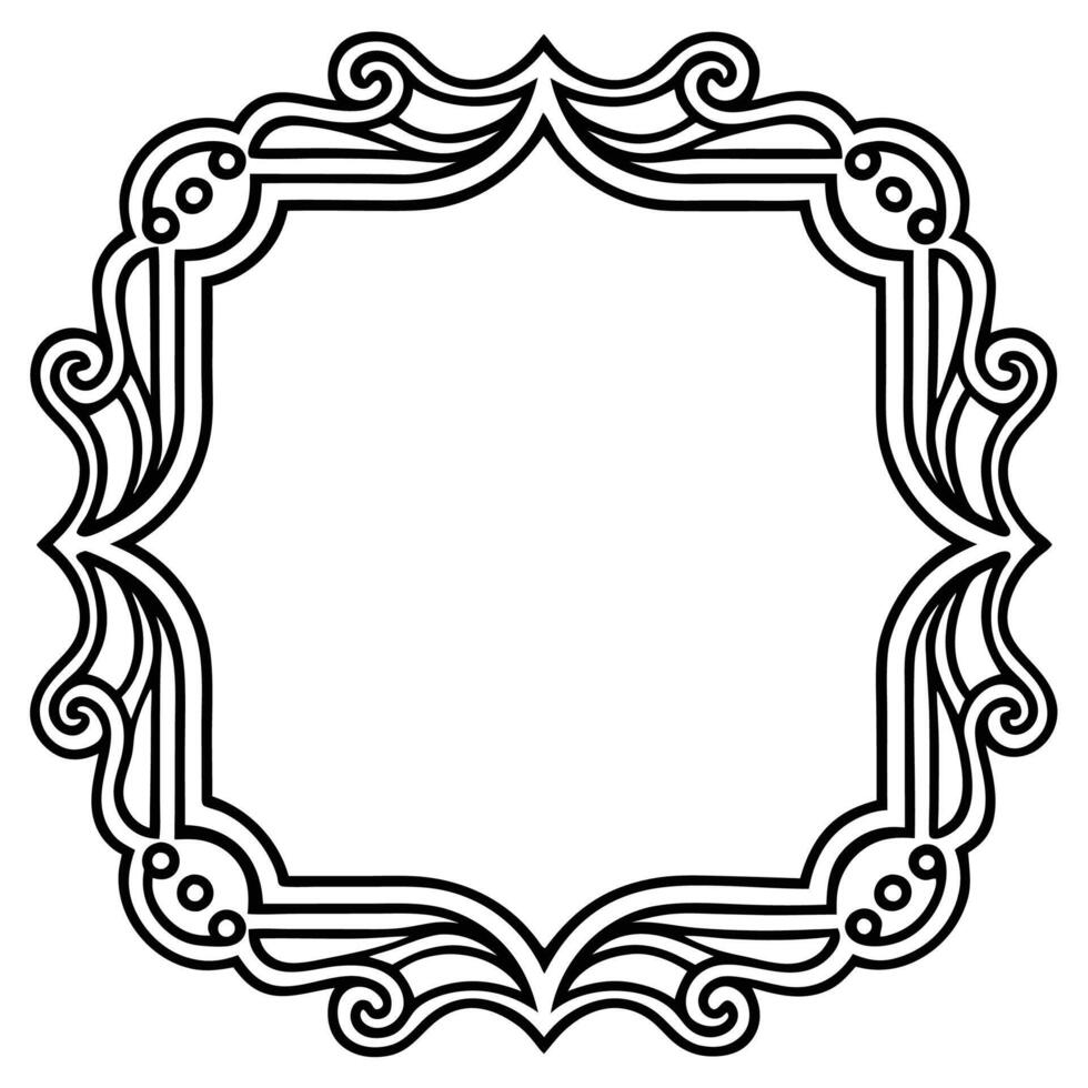 a black and white drawing of a frame with a scroll vector