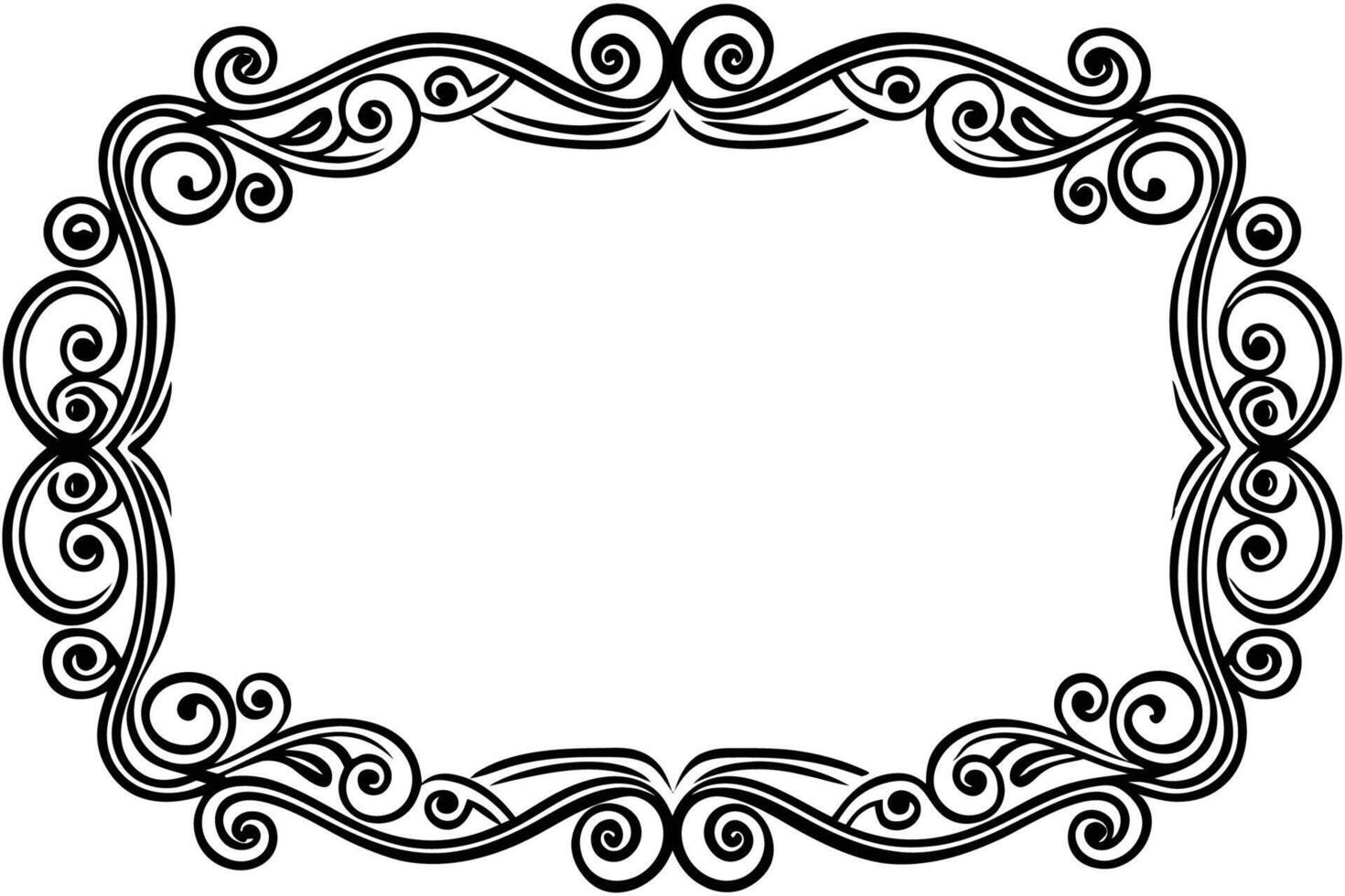 a black and white ornate frame with swirls vector