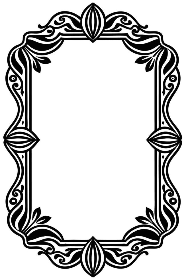 a black and white ornate frame with a black border vector