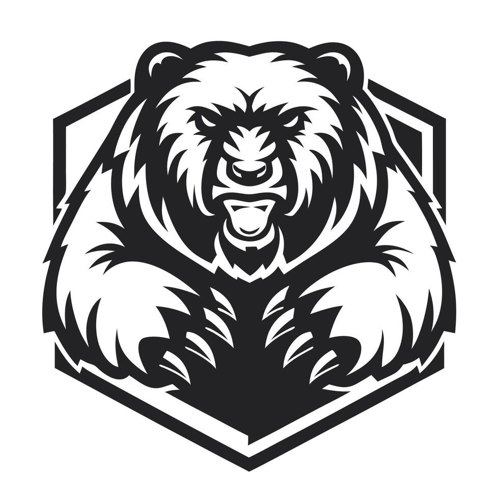 a bear logo with a black and white background vector