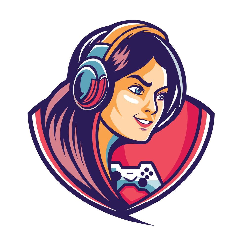 a woman with headphones and a controller in her hand vector