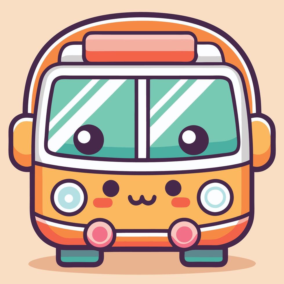 a cartoon bus with eyes and a smile vector