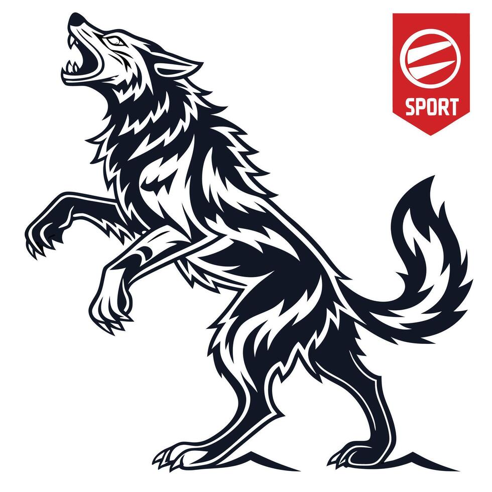 howling wolf art vector