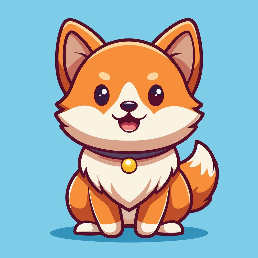 a cartoon dog sitting down with a collar on vector