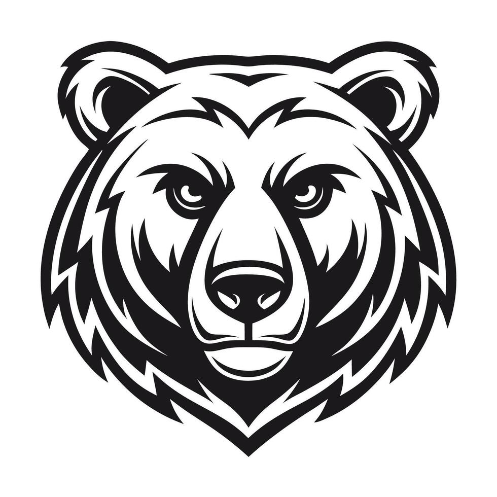 a black and white bear head logo vector