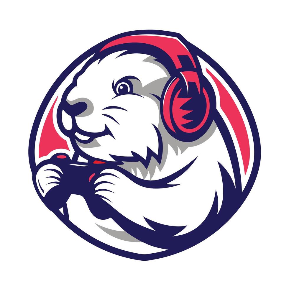 mascot illustration of a beaver playing game set inside circle on isolated background viewed from vector