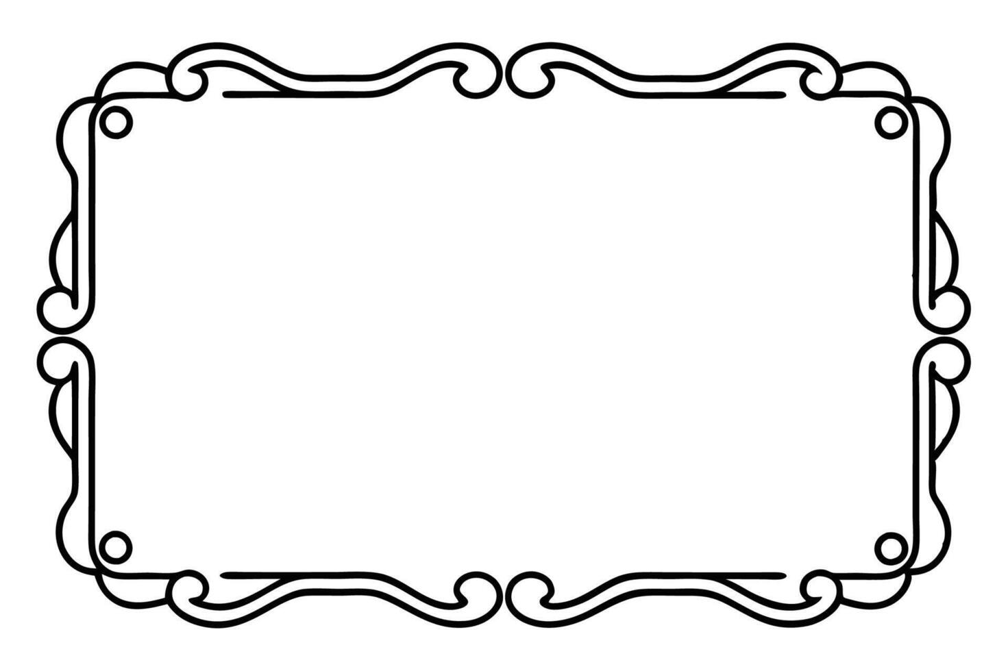 a black and white drawing of a frame with a scroll vector