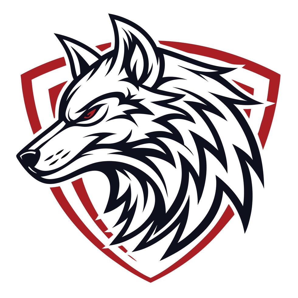 the wolf head on the shield vector
