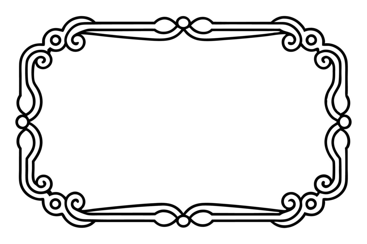 a black and white drawing of a frame with a decorative design vector