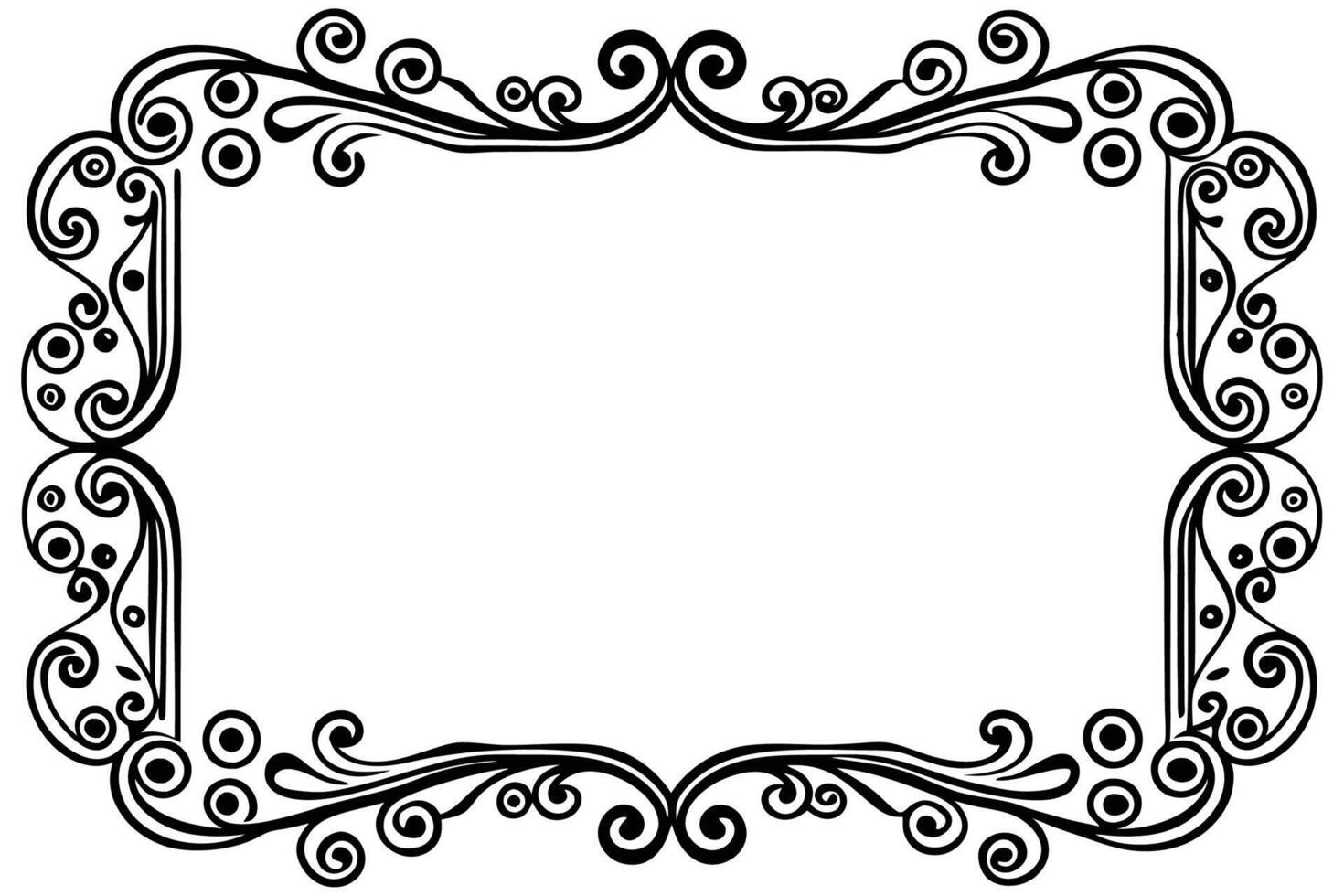 a black and white ornate frame with swirls vector