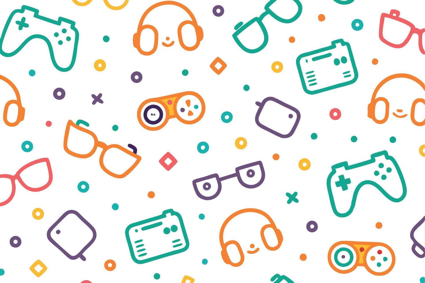 a colorful pattern with a variety of different items vector