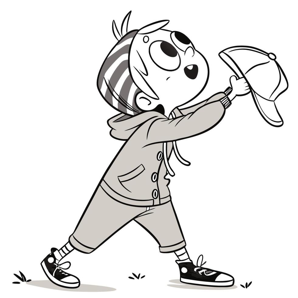 a cartoon boy throwing a baseball vector