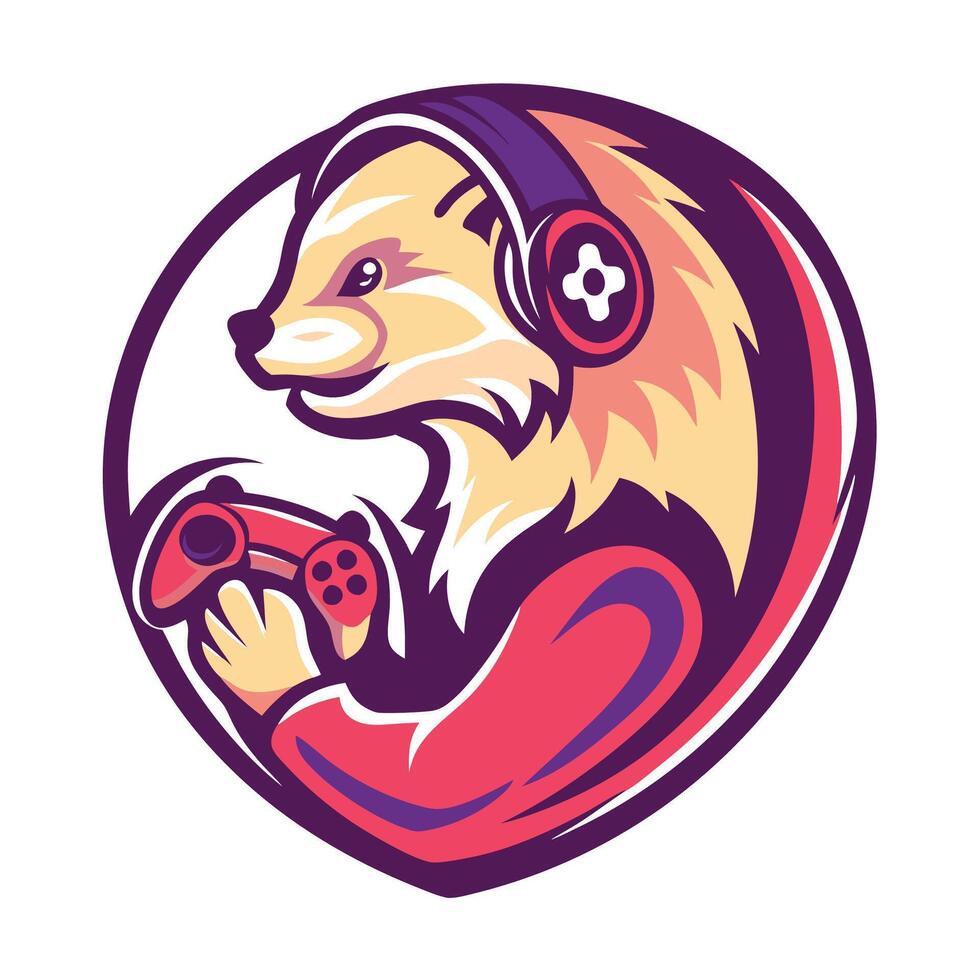 mascot illustration of a meerkat playing game set inside circle on isolated background done vector