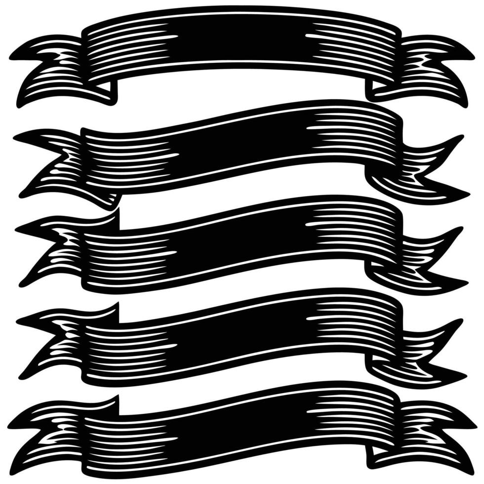 a set of black ribbons with a white background vector