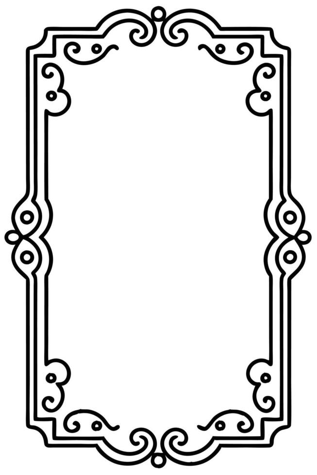 a black and white drawing of a frame with ornate design vector