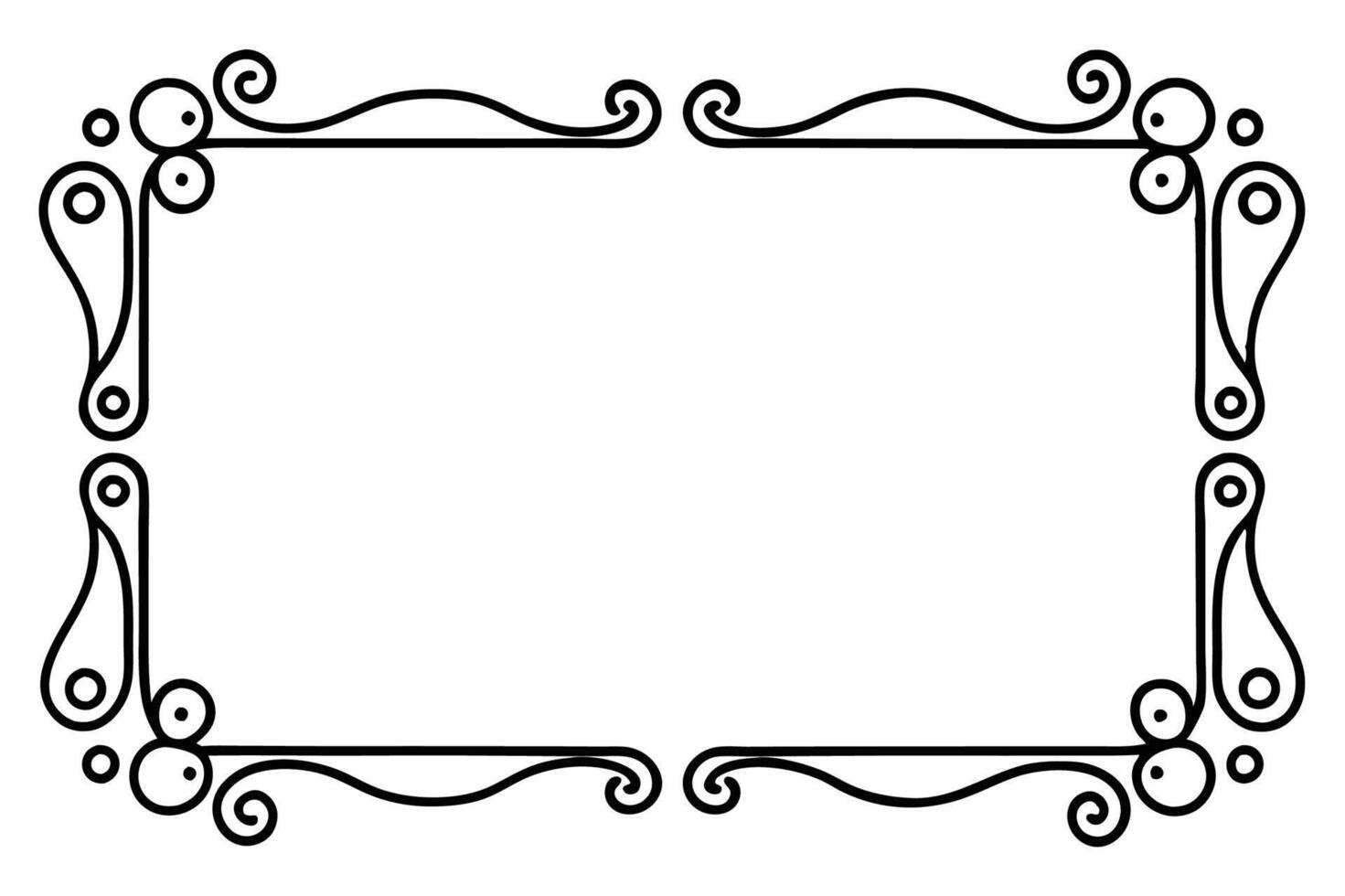 a black and white drawing of a frame with swirls vector