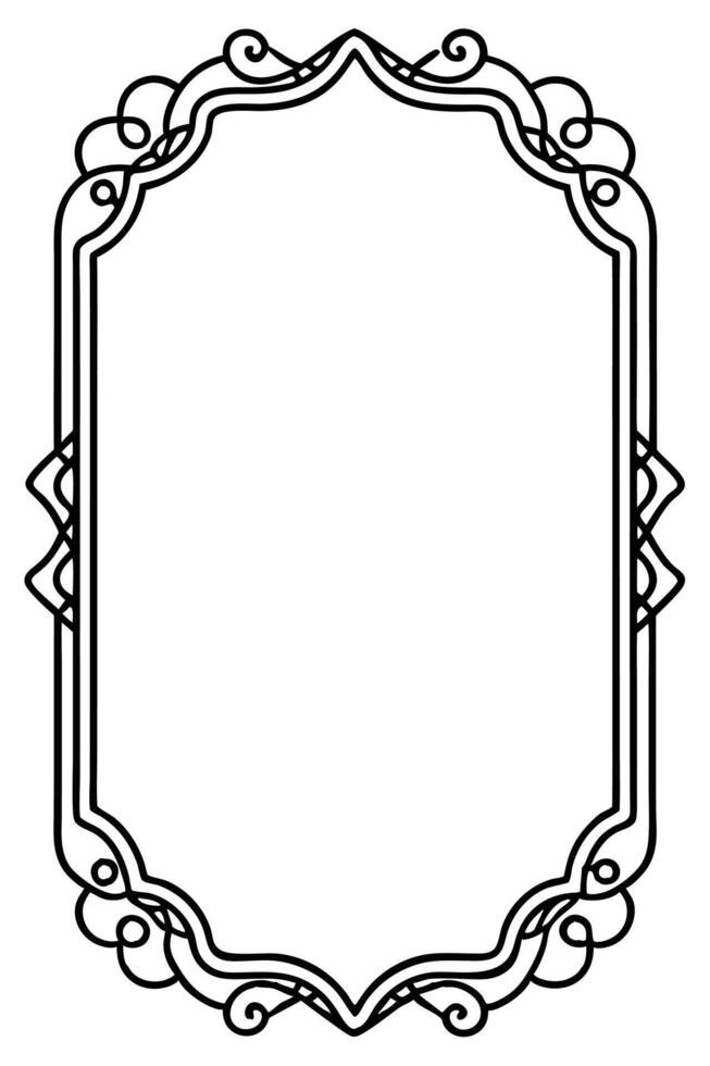 a black and white drawing of a frame with a scroll vector