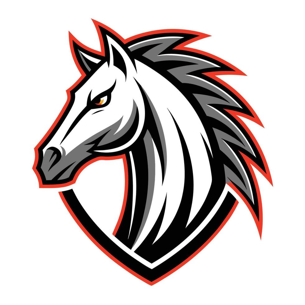 a horse head with a black and white design vector