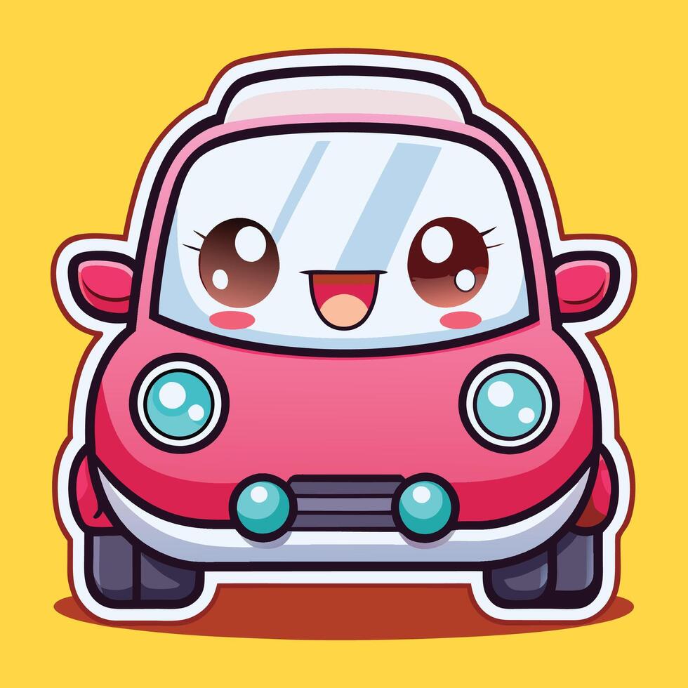 a cartoon car with eyes and a smile vector