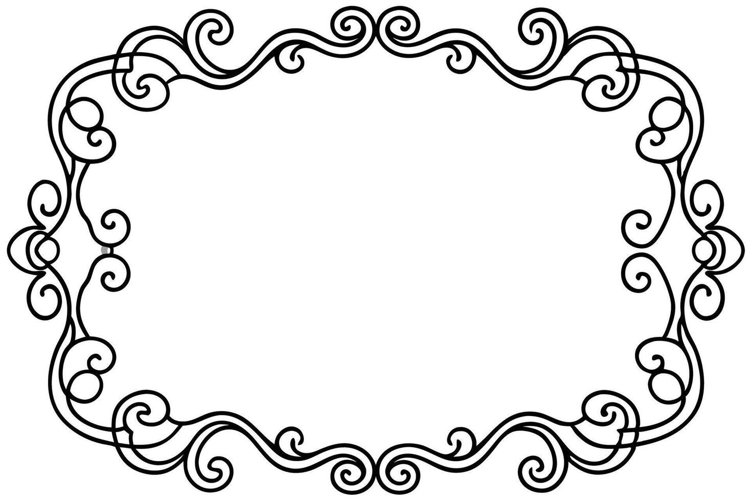 a black and white drawing of a frame with swirls vector