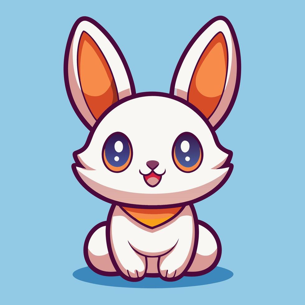 a cartoon white rabbit with orange ears vector